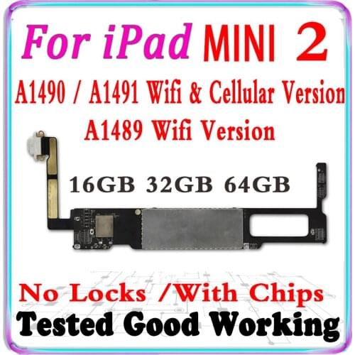 A1489 A1490 A1491 For iPad Mini2 Mainboard With IOS System 100% Unlocked For iPad Mini 2 Motherboard Logic Board 16GB 32GB 64GB