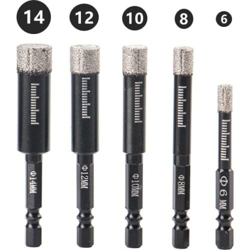 6/8/10/12/14mm Diamond Dry Drill Bits Hole Saw Cutter For Marble Ceramic Tile For Drilling Granite & Marble Masonry Concrete