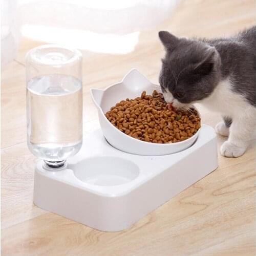 Los Fick Pet Bowl Automatic Feeder Dog Cat Food Bowl with Water Dispenser Double Dog Drinking Bowl Cat Dish Bowls for Pet Food