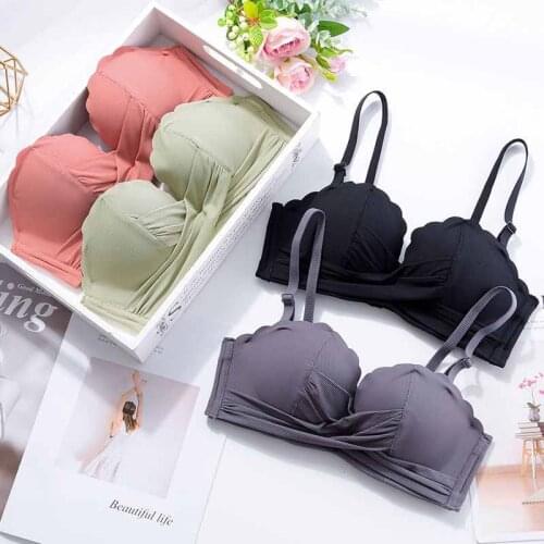 Strapless Lingerie Womens Thin Comfort Sexy Small Bra Soft No Steel Ring Push Up Bralette Black Adjustable Underwear Female