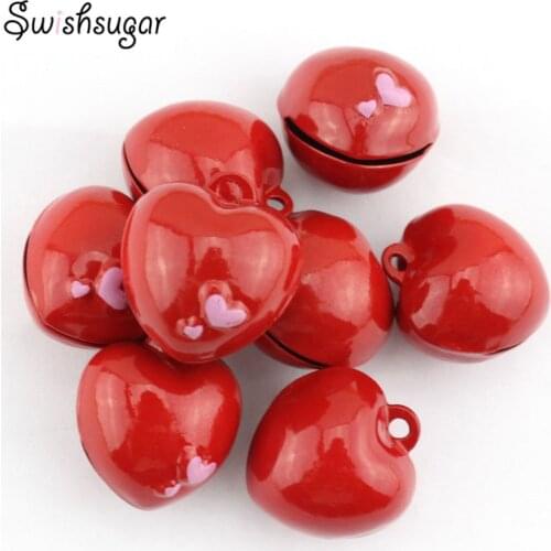 Enamel Heart Cartoon Copper Bell Charms Pendant Handmade Craft Decoration