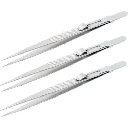 GEMTRUE Adjustable Stainless Steel Jewelry Gemstone Diamond Tip Tweezer with Slide Lock Drop Shipping