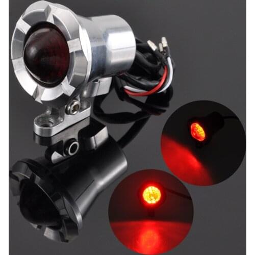 Chrome Aluminum Motorcycle LED Red Lens Running Brake Lamp Tail Light For Harley Cafe Racer Chopper Bobber Scrambler Universal