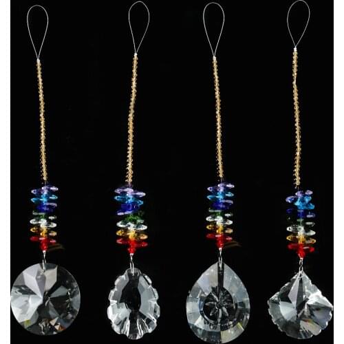 K9 Crystal Lighting Ball Maple Leaf Tears Crystal Prism Chandelier Ornament Suncatcher DIY Bead Curtain Car Ornament Accessories