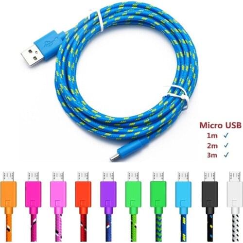 Fast Charging Micro USB Cable 1M 2M 3M nylon Wire for Samsung Sony Xiaomi Huawei LG Android Phone Data Sync Charger wire cord