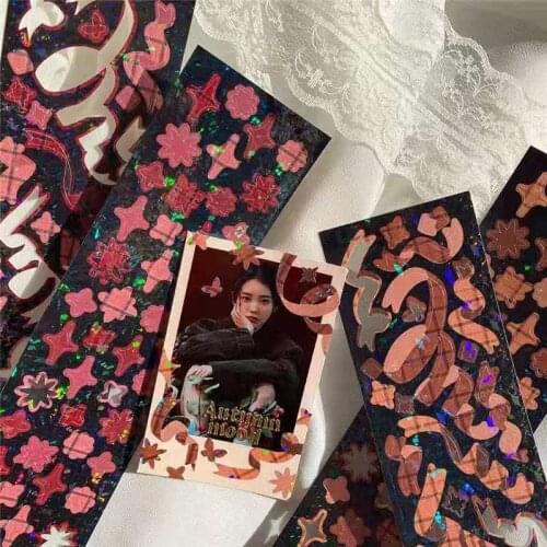 Korean charm Fantasy Ribbon Laser Stickers DIY Scrapbook Idol Card Album Couple Gift Stationery Decorative Stickers Personalized
