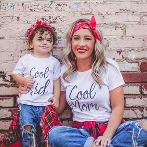 Cool Mom & Cool Kids Family Matching Outfits Mother Daughter Son Clothes Look Tshirt Mommy and Me Dress Mom Mum Kids Clothing