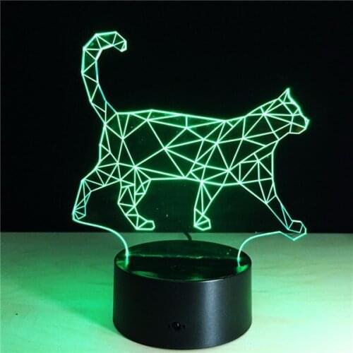Cat lampada 3D Cat Lamp Reading Lampe Night Light for Friends Changable Color LED Nightlight PMMA Illusion Lamp Touch Button