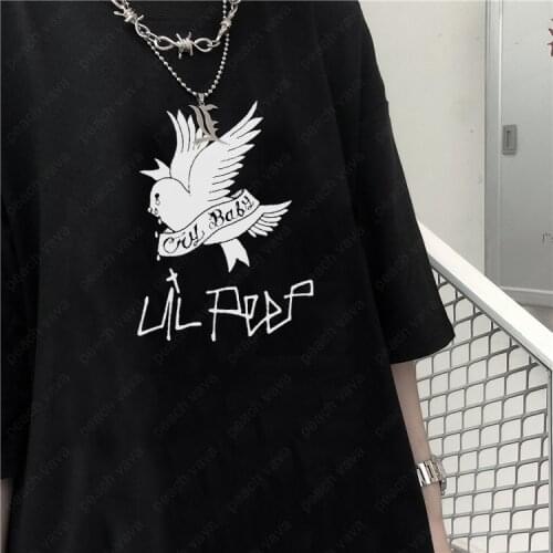 Summer T-shirt lil peep hip-hop singer loose fun letter printing Harajuku loose casual chic short-sleeve tops womens clothing