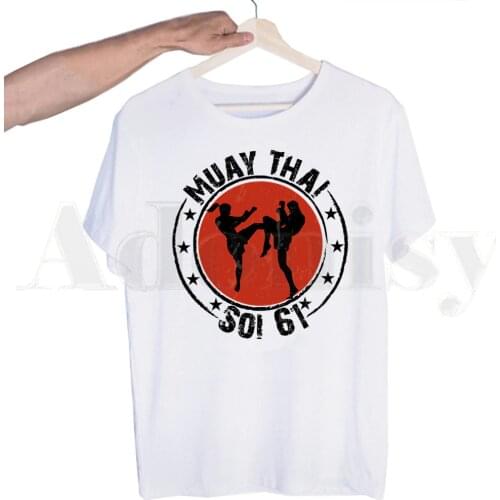 Muay Thai Kick Thailand Martial Tshirts Men Fashion Summer T-shirts Tshirt Top Tees Streetwear Harajuku Funny