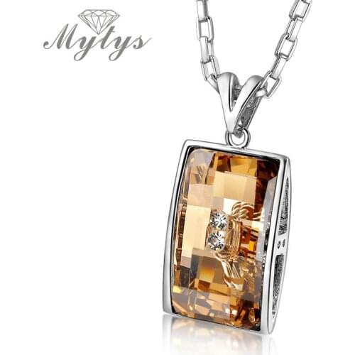 Mytys Fashion Link Chain Square Crystal Rectangle Pendant Light Brow Pendant & Necklace CN129