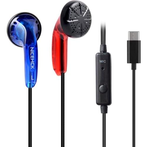 NiceHCK Traceless Microphone HIFI Music Earbud Type-C 15.4mm Dynamic Driver Unit Sport Game In-ear Earphone Wired Control VIDO