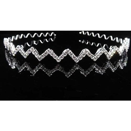 New Diamante Crystal Rhinestone Wave Shape Headband Headwear Wedding Hair Jewelry Accessories for Bridal Bridesmaid Flower Girls