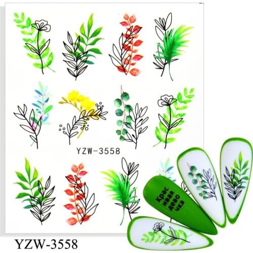 The New 3D Nail Stickers Green Flower Vine Stickers For Nail Foil Love Heart Design Nails Accessories Fashion Manicure Sticker