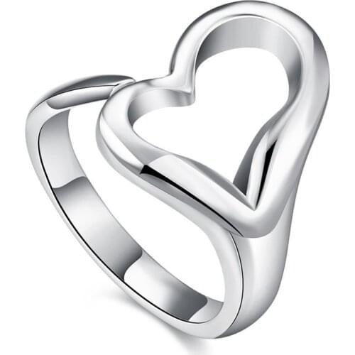 The New 925 Sterling Silver Heart-Shaped Open Ring Is Suitable For WomenS Wedding Engagement Party Jewelry