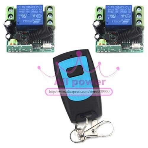 Wholesale 1 Channel DC 12V RF Wireless Remote Control Kit Radio Switch - 1 Transmitter & 2 Receiver Toggle Control Momentary