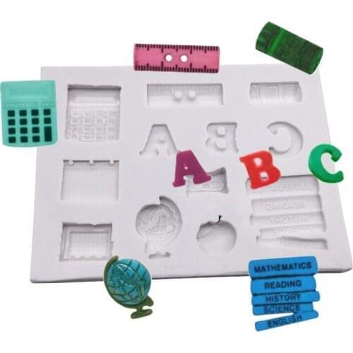 Wholesale 10 pcs Stationery School Supplies Silicone Mold Sugarcraft Chocolate Cupcake Baking Mold Fondant Cake Decorating Tools