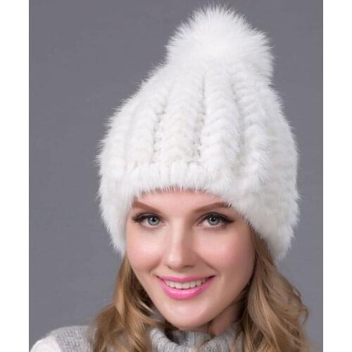 JKP Autumn and Winter Warm Hat Leather Suede Head Cap Mink Fur Hat Top Knitted Hat Lining 3 Color New Fashion BZ-11