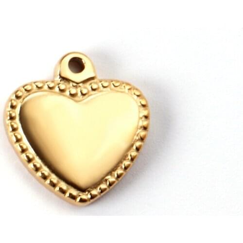 ASON 10pcs/lot Stainless Steel Heart Pendant Gold Single Hole With Label Love Charms For Necklaces DIY Jewelry Making Supplies