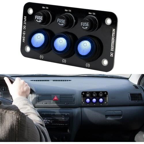 For Car Marine Truck Porous Toggle Switch 3 Combination Car Switch Panel Replaceable Fuse Holder