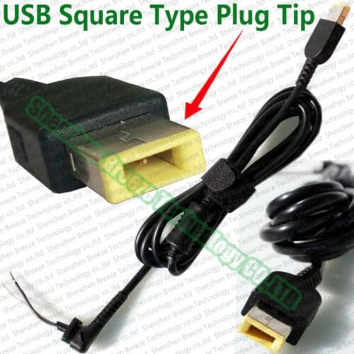 100pcs wholesale Factory direct supply price A+ quality USB Square yellow pin DC Power Tip Plug Cord Cable for Lenovo AC Adapter
