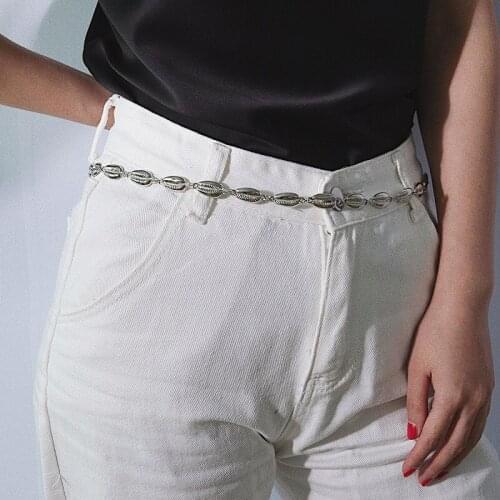 Luxury Women Alloy Chain Belt Gold Silver Shell Waist Chains Fashion Designer Dress Jewelry Chain cinturon mujer Accessories