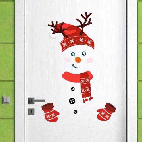 Christmas Theme Fridge Sticker Wall Decal Home Hotel Holiday Adhesive Decor Door Refrigerator Sticker PVC Christmas Sticker 1Pcs