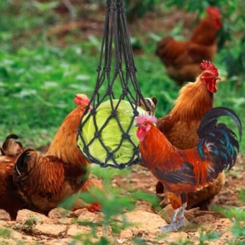 Chicken Vegetable Net Bag Fruit Treat Snack Holder Hanging Feeder Coop Feeding Tool for Hens Duck Large Birds