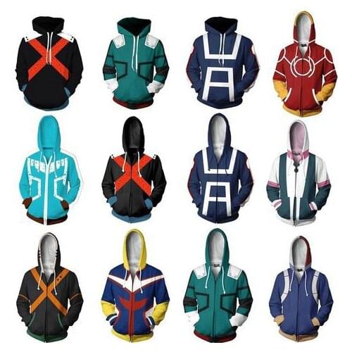 My Hero Academia Hoodie Izuku Midoriya Shouto Todoroki Boku No Hero Academia Cosplay Costume Sweatshirt All Might Zipper Jacket