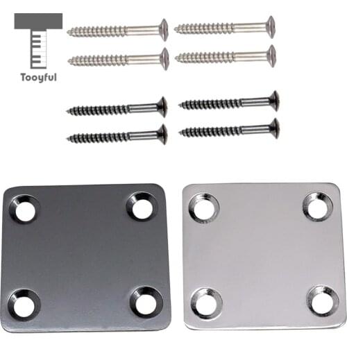 Tooyful Electric Guitar Bass Neck Plate Neckplate W/ 4 Mounting Screws for ST