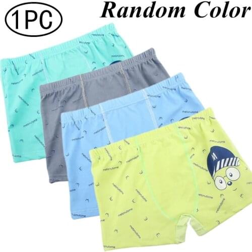 1PC 3-9 Years Old Random Color Boys Kids Letter Printed Cartoon Cute Boxer Underpants Underwear