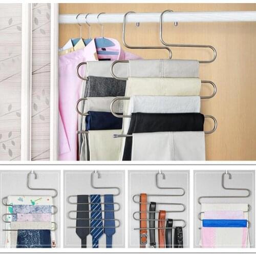 Stainless Steel Pants Holder Trousers Hanger Clothes Rack Closet Holder Organizer trouser hanger