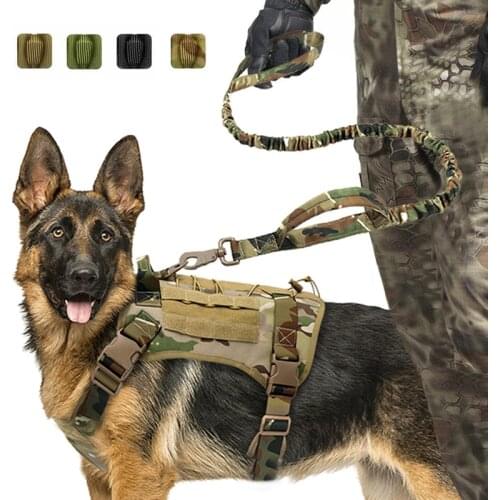 Tactical Dog Harness German Shepherd Vest Military Harness Vest Nylon Bungee Dog Leash Harness For Small Large Dogs