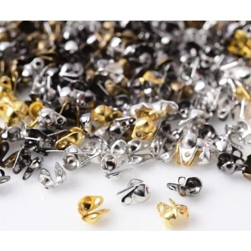 500Pcs/Lot 2mm Connector Clasp Fitting Metal Ball Chain Calotte End Crimps Beads Connector For DIY Jewelry Making Accessories