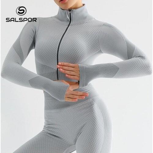 SALSPOR Woman Tshirts Long Sleeve Autumn Shirt Feminina Fitness Breathable Tops for Women T-Shirt Stretch Sporty Shirts