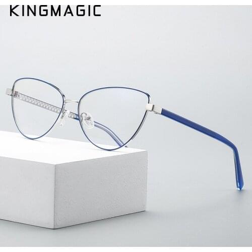 KINGMAGIC Blue Ray Blocking Unisex Metal Irregular Eyeglasses Anti-Blue Light Flat Glasses Women Computer Goggles