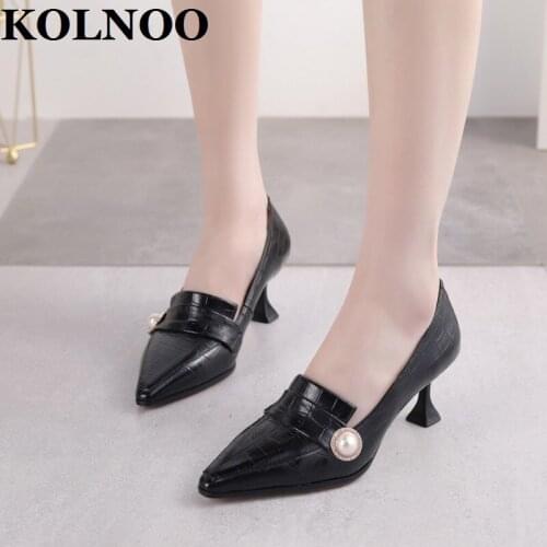 KOLNOO Hot Sale Handmade New 2021 Style Womens High Heel Pumps Pointed-Toe Slip-On Daily Wear Office Party Fashion Court Shoes