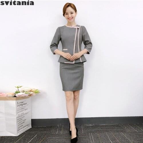 Svitania Womens Suit Hotel Front Desk Work Clothes Beauty Salon Two Piece Uniform