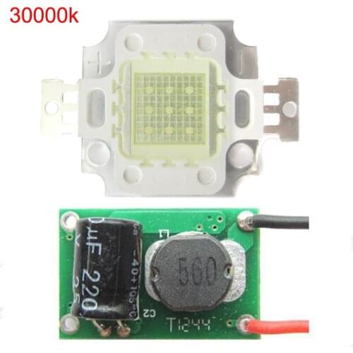 1pcs 10w 30mil Warm Neutral Cold Cool White 3000K 4500K 6000K 10000K 20000K 30000K LED Diodes Light Part + DC12 ~24V LED driver