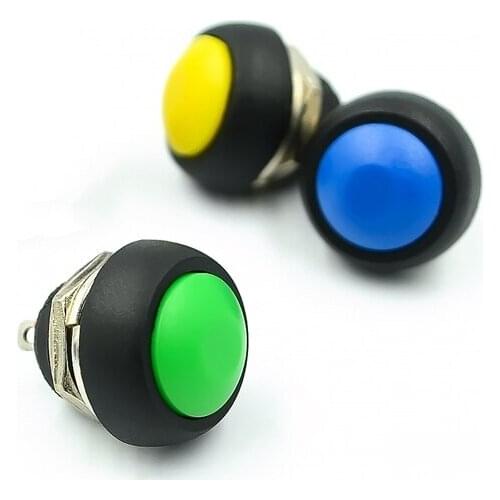 10pcs Small waterproof self-reset button switch round non-lock button PBS-33B black and white yellow orange blue green red 12mm