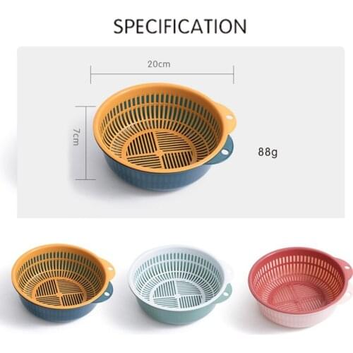 2-in-1 Kitchen Washing Basket for Vegetables Fruits Meats Cleaning Double-layer Self-Draining Basin Washing Basket ALI88