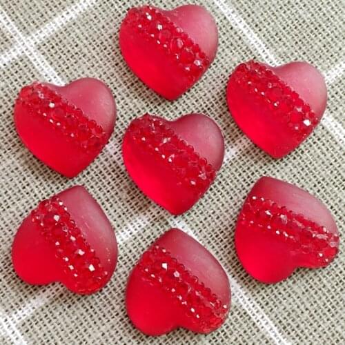 20pcs 20mm DIY red heart-shaped resin rhinestones wedding accessories scrapbook gift resin drill