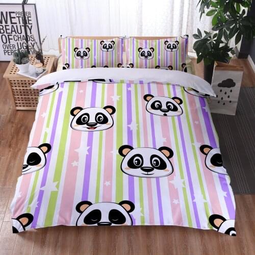 Cartoon Panda Duvet Cover Set Cute Animals Printed Bedding Set 3PCS Soft Microfiber Quilt Cover for Girls Kids Comforter Cover