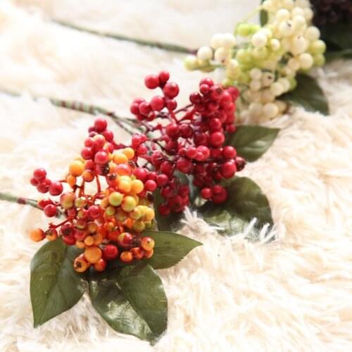 5Pcs/Lot Berry Fruit Berry Artificial Flower Silk Flowers for Christmas Home Decoration Wedding Artificial Plant