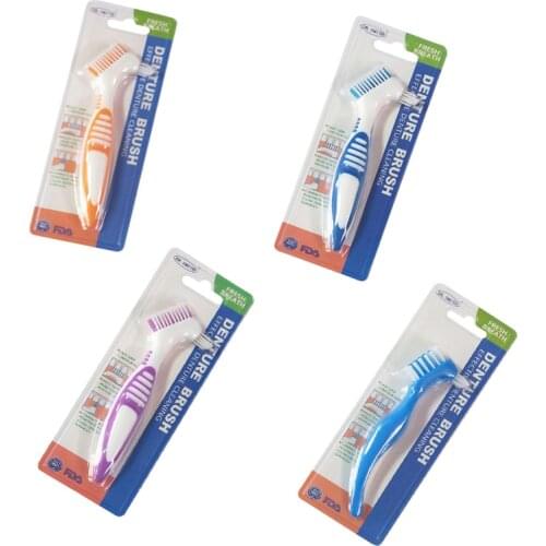 5pcs Multi-Layered Bristles False Teeth Brush Oral Care Tool Two-tone Denture Brush Teeth Whitening ,Denture Cleaning Brush