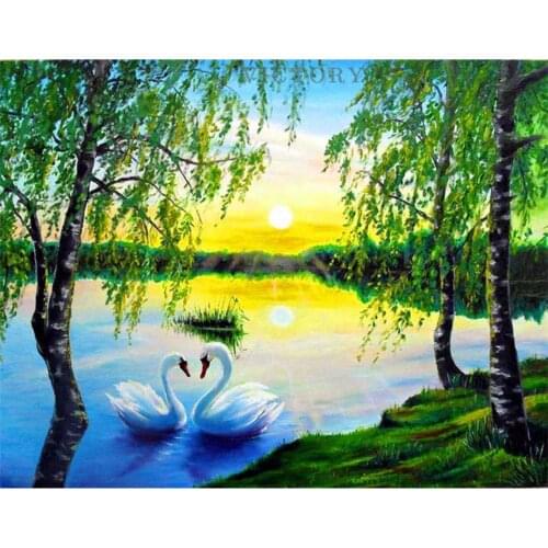 Diamond Painting Fantasie Cross Stitch Rhinestones Diamond Mosaic Swan Diamond Embroidery Full Set Wall Decor Handmade Gift