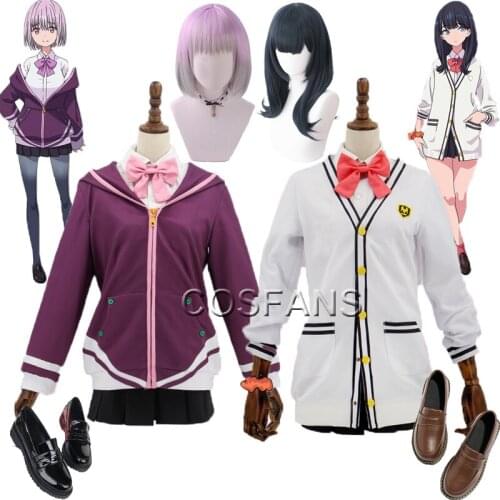 Anime! SSSS.GRIDMAN Shinjo Akane School Uniform Cosplay Costume Fashion Women Daily Suit Halloween Full set wig shoes props