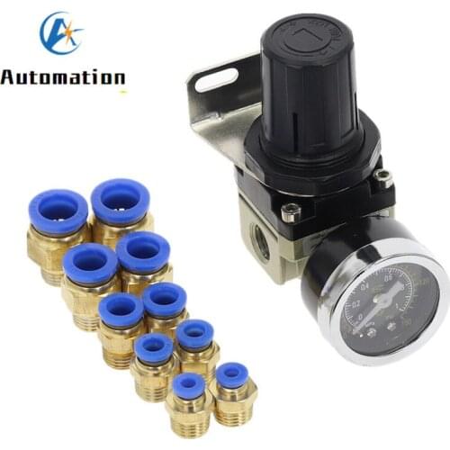AR2000-02 Pressure Regulating Valve, G1/4'' Female thread Pneumatic mini air pressure regulator air treatment units W Fittings