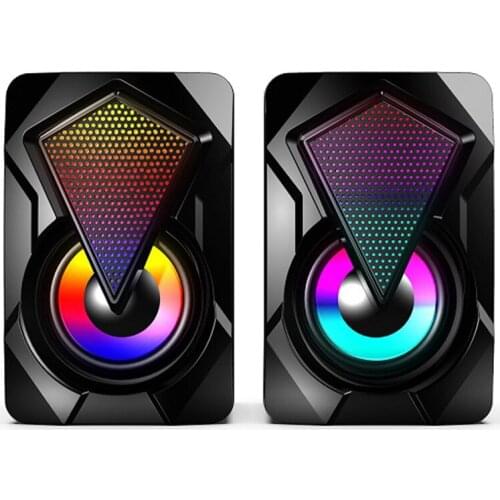 Aux 3.5mm Stereo Surround Music RGB Speakers Sound Bar For Computer 2.0 PC Home Notebook TV Loudspeakers Support Dropshipping