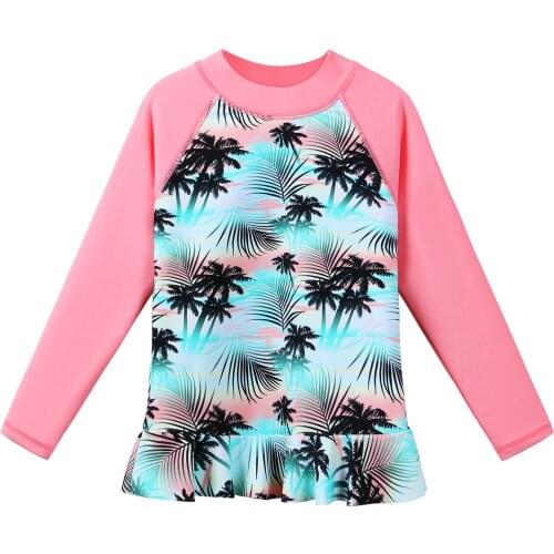 BAOHULU One Piece 3-12 years girls fashion swimwear Short Sleeve one piece swimming cute swimsuit Bathing Suit Rash Guard